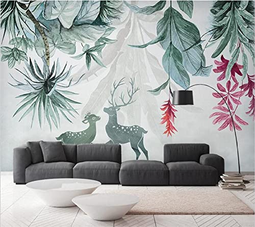 3D Fototapete Wandmalerei Pflanzen Und Tiere Hirsche Wasserdichte Wandtapete, Modernes Wohnzimmer, Sofa, Tv-Hintergrund, Wandkunst, Abziehen Und Aufkleben, Abn 400 (Breite) x 280 (Höhe) cm