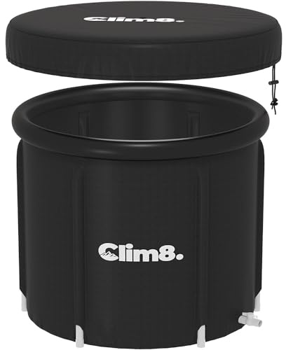 CLIM8 Eisbad Outdoor XL: 400 l kaltes Tauchbecken mit Deckel, tragbare Kaltwassertherapiewanne für Sportler, Wim Hof und Kryotherapie, 90 cm Durchmesser