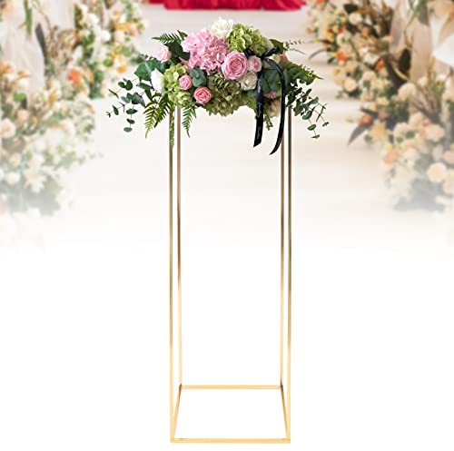 gegeweeret Blume Boden Stand Metall Säule Blumenständer Blumenarrangement, Romantischer Bodenständer, Für Hochzeitsfeier Abendessen, Valentinstag, Party, Tischdekoration (Gold) (31*31*100cm)