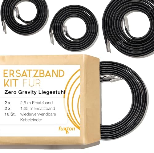 fuxton Ersatzkordel für Gartenliege, Set mit 4 Seilen, Relaxliege, Zero Gravity Liege, Gartenstuhl