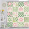 Newsely Duschvorhang im Retro-Stil, niedlich, grün-rosa Blume, 152,4 x 183,9 cm, abstrakt, 70er-Jahre, dänisches Pastellkaro, ästhetisch, Regenbogen, groovig, Badezimmer-Set, Mädchen, wasserdicht,