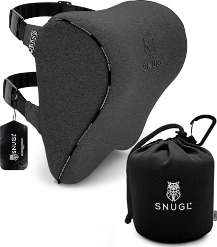 SNUGL Cuscino Poggiatesta per Auto Cuscino Cervicale in Memory Foam - Supporto per la Testa del Sedile Auto con Due Cinghie Regolabili e Fodera Rimovibile, Cuscino Ergonomico per Auto (Grigio)