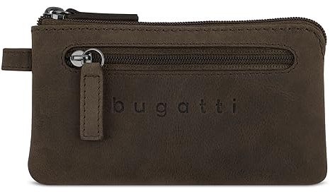 bugatti Luca Schlüsseletui mit 2 Schlüsselringen, echtes Leder-Schlüsselmäppchen, braun