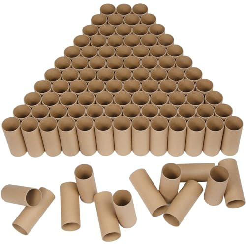 HESESOH Lot de 100 tubes en carton pour travaux manuels – 4,9 x 10,9 cm – Rouleaux de papier toilette vides ronds épais et robustes pour salle de classe et projets de bricolage faits à la main