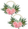 2er-Set Türkranz Künstlich Hortensien Pfingstrose Blumen Holzring Modern Deko Blumenkranz, Wandkranz Frühlingskranz für Hochzeit Wohnzimmer Wanddeko Frühling Fensterdeko, Rosa