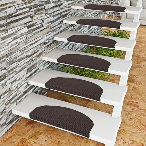 Snapstyle Natur Sisal Stufenmatte Halbrund Einfarbig, Größe/Ausführung/Menge:24x65 cm (halbrund) 1 Stck., Farbe:Schwarz