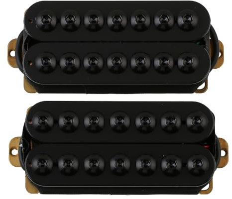 LYWSMSK Pastillas Humbucker para guitarra eléctrica de 7 cuerdas, estilo invader, juego de pastilla de cuello y puente con imán de cerámica, color negro