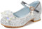 Eleasica Zapato de Lentejuelas con Adorno de Cristal de tacón bajo Princesa Cenicienta para niña Zapatos de Baile Cosplay Princesa Aurora para Regalo Reina Elsa Zapatillas,Plateado,36 EU