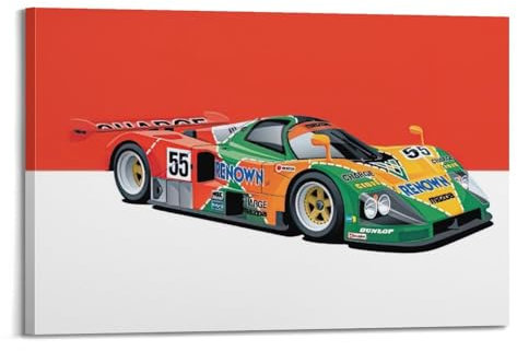 HAYZE Rennwagen-Poster für Mazda 787B Superauto, dekorative Leinwand, Wand- und Kunstposter, 60 x 90 cm