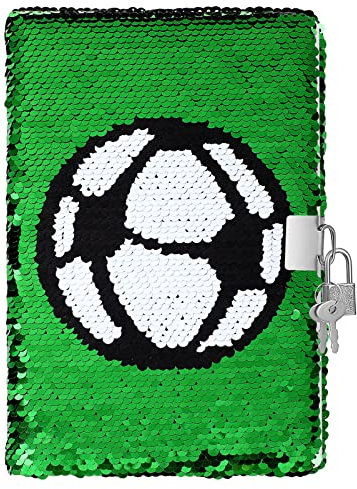 Toyvian Notizbuch Mit Fußballmuster Pailletten-Notizbuch Wendbares Fußballmuster-Notizbuch Mit Schloss Und Schlüsseln Tagebuch Tagebuch Reisenotizbuch Tagebuch Notizblock Memo-Zeitplan