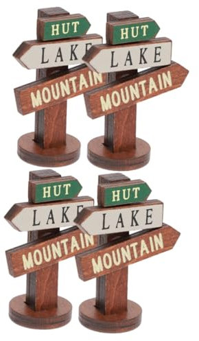 Happyyami 4pièces Mini Panneaux De Signalisation Bois Pour Décor Paysager Accessoires De Jardin Miniature Pour Décoration De Jardin Et Bonsai