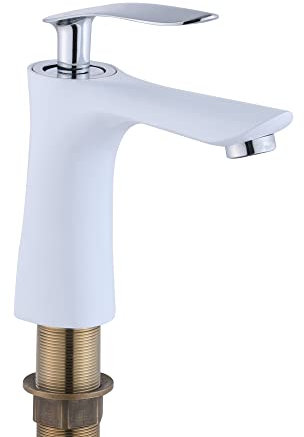 LANNADD Robinet, mitigeur de salle de bain, mitigeur monocommande pour lavabo de salle de bain, robinetterie d'évier de salle de bain, mitigeur monocommande en laiton - blanc