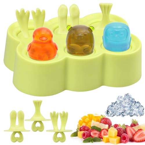 Moldes de Polos,6 Pack Molde Helado Silicona Bebe,Moldes de Polos,Ice Lolly Moulds,Mini Moldes Helados Bebé,Poleras Helado Silicona,Reutilizables Ice-Cream Mold Helado para Niños (Verde)