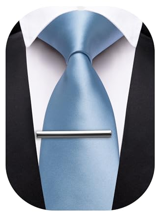 Barry.Wang Krawatten für Herren, solide Seide, gewebt, Krawatte für Herren, formell, klassisch, 8,5 cm, Business-Party, 25-hellblau, Einheitsgröße