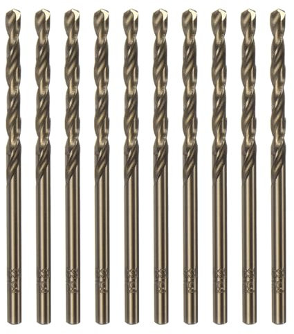sourcing map 10pcs Cobalt Jobber Drill Bits 3.2mm / 0.126 M35 High Speed Steel HSS Twist Drilling Bit Tool for Stainless Steel Copper Wood Plastic and other Hard Materials