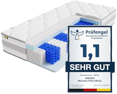 INMOKO Matratze 180x200 cm, Taschenfederkernmatratze Härtegrad H3 Höhe 25 cm, Öko-Tex Zertifiziert, orthopädische 7 Zonen Matratze