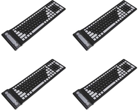 Echwave 4X Portable Mini Flexible Clavier A L' Lavable Souple Silicone sans Fil avec Recepteur USB pour PC Tablette Laptop Ordinateur