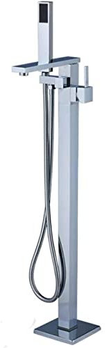 XUSHIQMG Duschsystem Bodenmontierter Badewannenwaschbeckenhahn Einhand mit Handbrause Badewannenmischbatterie Freistehendes freistehendes Badewannenfuß-Duschset Chrom-Chrom