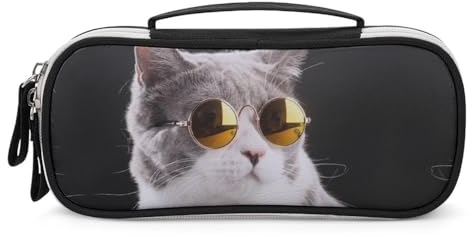 Cmagnifico Tragbare Kosmetiktasche/Stiftetasche, niedliche Brillenkatratze, Schreibwaren-Tasche als Federmäppchen für Büro und Schule, Geschäftsreise oder kleine Werkzeugbox, Make-up-Tasche für