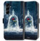 Klapphülle kompatibel mit Samsung Galaxy A35 5G Handyhülle aus Kunst Leder schwarz Flip Case Die Schöne und das Biest Disney Princess Rose