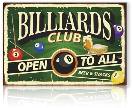 Finest Folia Alu Schild 30x20cm Deko Hobbyschild für Garten Wohnzimmer Garage Außenbereich Dekoration retro Tafel Hobbys wetterfest robust stabil RV002 (14 Billiard)