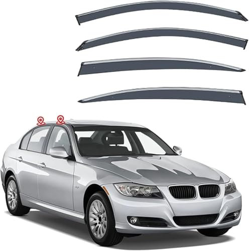 WEISLA Auto Windabweiser für BMW 3 Series i MK5-E90 2005-2010, Regenabweiser Auto Seitenfenster Visier Abweiser Auto Zubehör Windabweiser