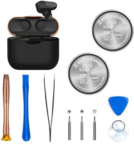 FLSTOR Z55H Ersatzbatterie für Sony Headset WF1000XM4 WF1000XM3 WF-SP900 Bluetooth Headset Wireless Earbud Noise Cancelling Kopfhörer Premium 3.85V Batterie mit Installationswerkzeug, 2 Stück