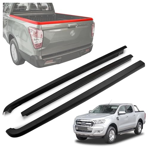 CHROMEMASTER Rantabdeckung für Pick-up Ladefläche Kompatibel mit Ford Ranger Crew Cab 4D 2011-2023 | Robuste Schutzleiste für die Ladekante; Ladekantenschutz, Kratzschutz und Kantenschutz; Kunststoff