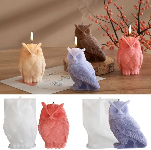 2 Stück Silikonformen Silikon Eule Formen Set Tier Eule Form Silikon Eule Form 3D Form Tier Form Formen für DIY Kerzen Wachs Seife Handwerk