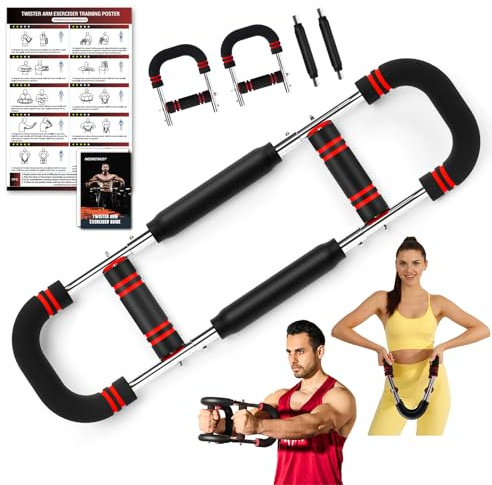 Twister Arm Trainer, Adjustable Chest Exerciser for Men & Women | Arm and Chest Trainer with Training Poster, Detachable Chest Workout Home Fitness Equipment for Enhancing Upper Body Muscle