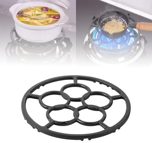 Cast Iron Wok Support Ring, Non Slip Stovetop Stand for Moka Pot, Small Saucepan, Coffee Pot, Reducer Ring Holder Trivets for Gas & Camping Stove (Black)