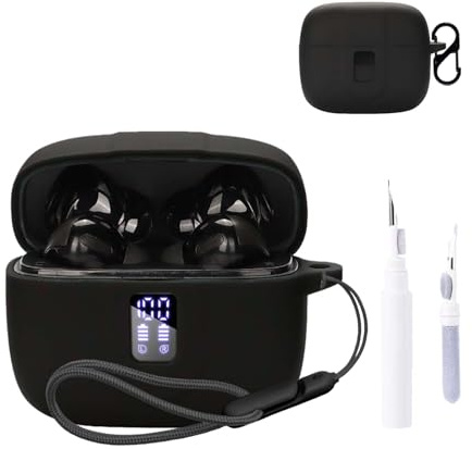 for ZIUTY A1 Case Cover,NOUKAJU Earphone Protective Cover(with Carabiner + Lanyard + Cleaning Pen) Drop-Proof,Shock-Proof,Dust-Proof,Case for ZIUTY 2025 Wireless Earbuds(Black)