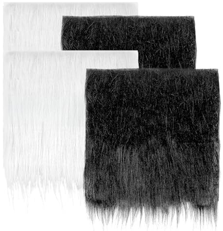 4 Stück Kunstfellstoff 25 x 25 cm, Kunstfell Meterware, Lammfell Sitzauflage, Kunstfell Stuhlauflage, Faux Fur, Fellstoff zum Basteln, Kunstpelz für Stuhlbezug, Kissen, Dekoration, Kostüm, DIY