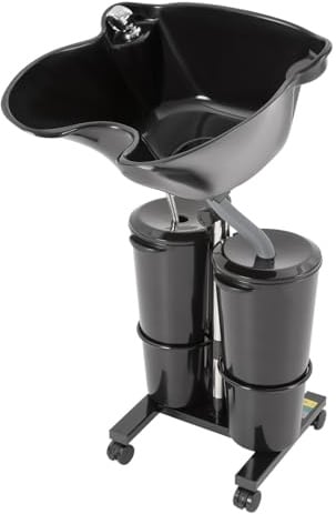 Mobiles Waschbecken Friseur Höhenverstellbar Haarwaschbecken mit elektrischer Pumpe und 2 Eimer Tragbares Salonbecken Tiefes Shampoo