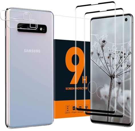 Carantee Schutzfolie für Panzerglas für Samsung Galaxy S10 Schutzglas, 2+2 Stück 9H Härte Displayfolie+Kamera Folie, 3D-Vollschutz Kratzfest, Hoch Definition, Blasenfreie, HD-Klar S10 Displayschutz