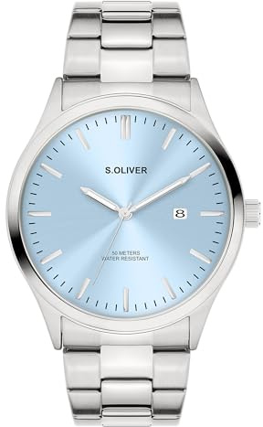 s.Oliver Herrenuhr - 42 mm - analoge Armbanduhr mit Quarzwerk - flaches Gehäuse - 3 Zeiger - hoher 5 ATM wasserdicht - Kratzfest