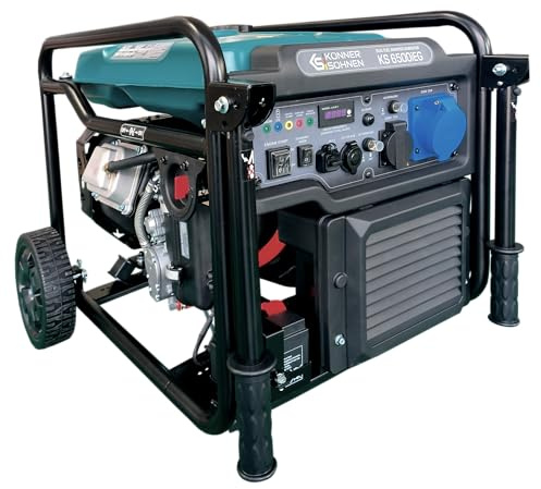 K&S Könner&Söhnen KS 6500iEG - Generatore di inverter GPL, 6500 W, con avviamento elettrico, generatore di corrente con modalità eco, unità di emergenza a benzina con display LED, generatori a doppia