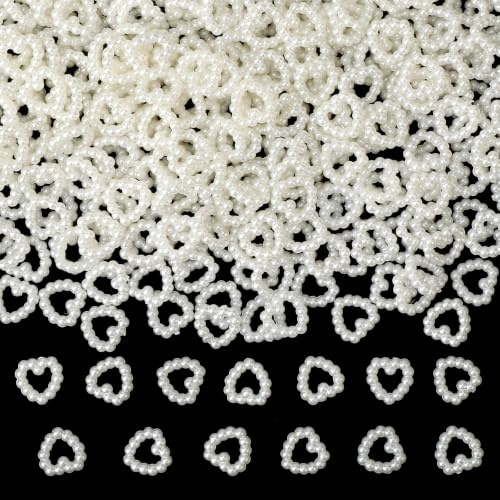 500 Stück Perlen Herzen Streudeko Hochzeit, Tischdeko Hochzeit Herzperlen Konfetti, Streudeko Herzen Perlenhochzeit, Weiß Perlen Herzkonfetti, Perlenherzen Hochzeitsdeko Tisch