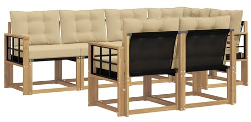 vidaXL Outdoor-Sofagarnitur mit Kissen 7 pcs Weiß und Beige, Moderner Outdoor-Sofa, strapazierfähige Gartenmöbel, Lounge für Terrasse, Komfortables Sitz-Set