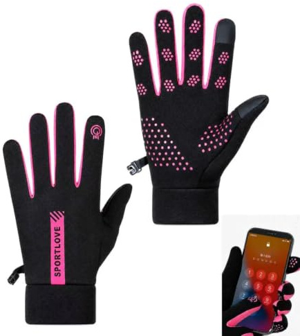 VBK Netball Gloves Women, Waterproof Non-Slip Cycling Gloves with Touchscreen Fingertips, Stretch Cuff Running Gloves for Driving Hiking and Outdoor Sports