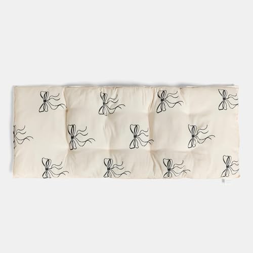 OHS Bow Print Bench Cushion, 2 Seater Garden Bench Cushion Seat Pad for Patio Kitchen Garden Furniture Cushions Soft Waterproof Comfy Dining Bench Indoor Outdoor Cushions, Monochrome