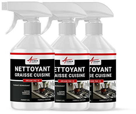 Nettoyage graisse, dégraisser, cuisine, hotte, insert, bbq, barbecue, cheminée, videordures, ventilateur - 1.5 L (3 x 0.5 L) - ARCANE INDUSTRIES