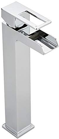 Milano Parade Modern High Rise Waterfall Mono Bathroom Basin Mixer Tap Lever Handle - Chrome