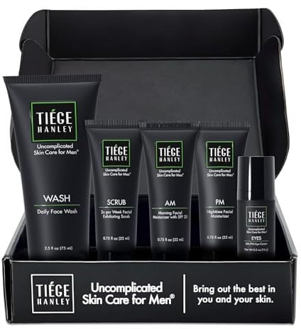 Tiege Hanley Set de cuidado de la piel para hombres, rutina avanzada de cuidado de la piel para hombres (nivel de sistema 2) - Kit de lavado facial para líneas finas