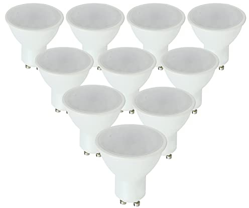 MiniSun | Thermal Plastic 5W Energy Saving LED GU10 Frosted Lens Bulbs | LED Bulbs, Home Décor & Improvement Essential | Pack of 10 | 4500K Cool White