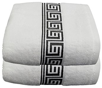 Julie Julsen 2er Pack Saunatücher Reine Baumwolle Qualität 600 GSM Saunatuch Strandtuch Weiß-Schwarz 80 x 200 cm