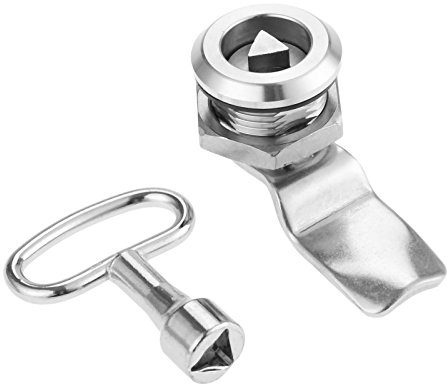 Hicello Cerradura tubular de acero inoxidable de 22 mm x 25 mm, 90 grados con llave para buzón residencial, elevador, armario, loft, utilidades, infraestructura, llave triangular tubular