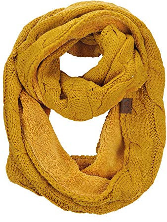 C.C Damen Warmer Winter Unendlichkeitsschal mit Sherpa Futter, Selfgelb