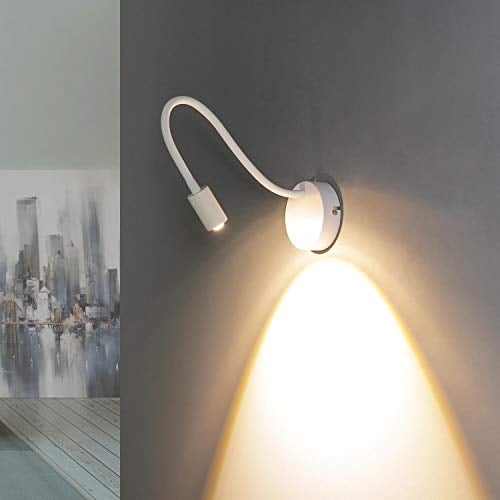 Wandleuchte Innen LED flexibler Spot Metall weiß 5W inklusive verstellbar Leselicht Leselampe Wandlampe Spot Schlafzimmer
