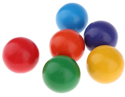 MagiDeal 6 x Holzkugeln Regenbogen, Regenbogen Bälle, Kinder Pädagogisches Lernspielzeug Holzspielzueg, Durchmesser: Ca. 4,5 cm